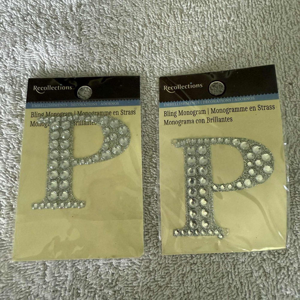 Recollections Silver Bling Monogram Letter P Arts & Crafts Set of 2